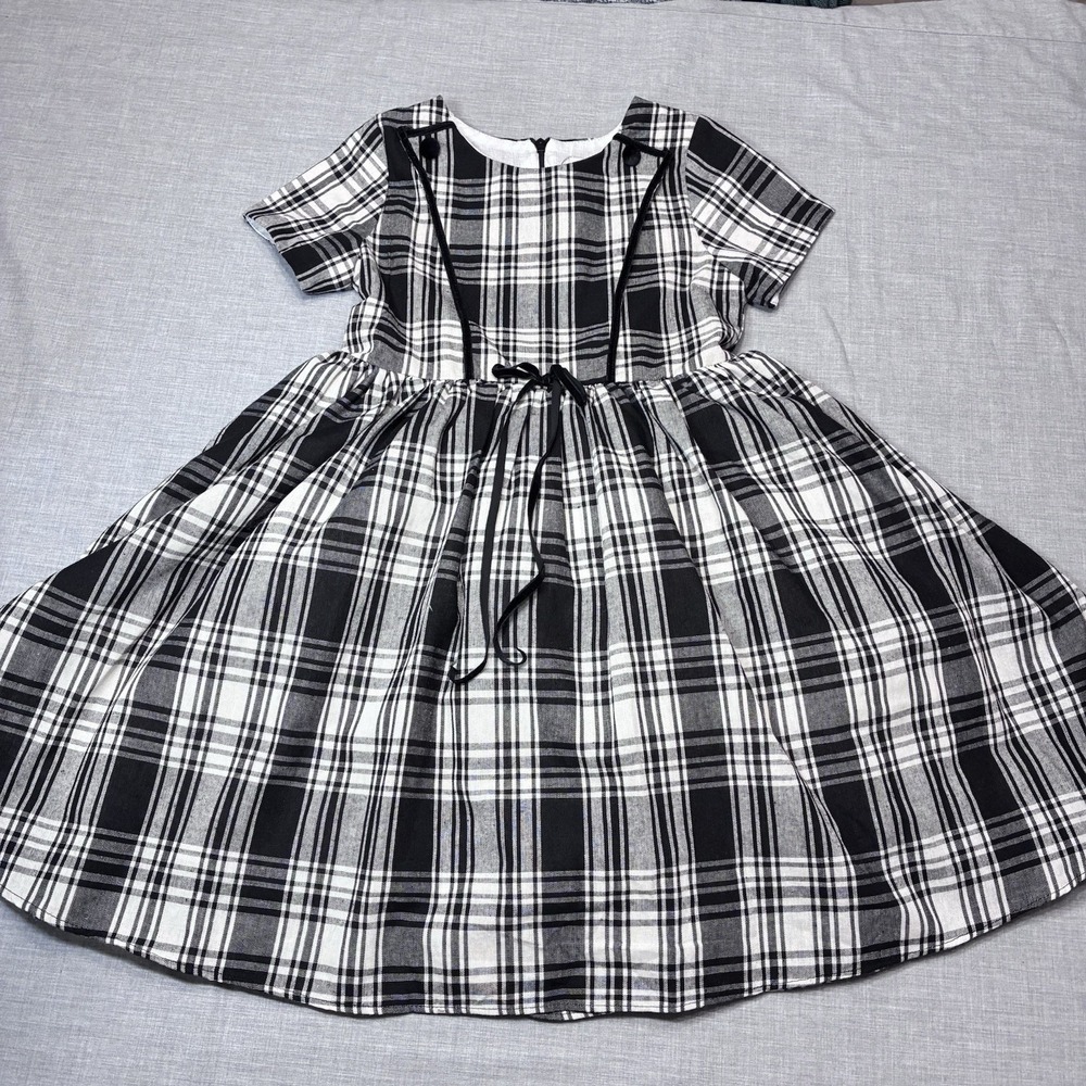Only Little Once Girl's Size 8 Dress Black Plaid Lined Fit & Flare Christmas